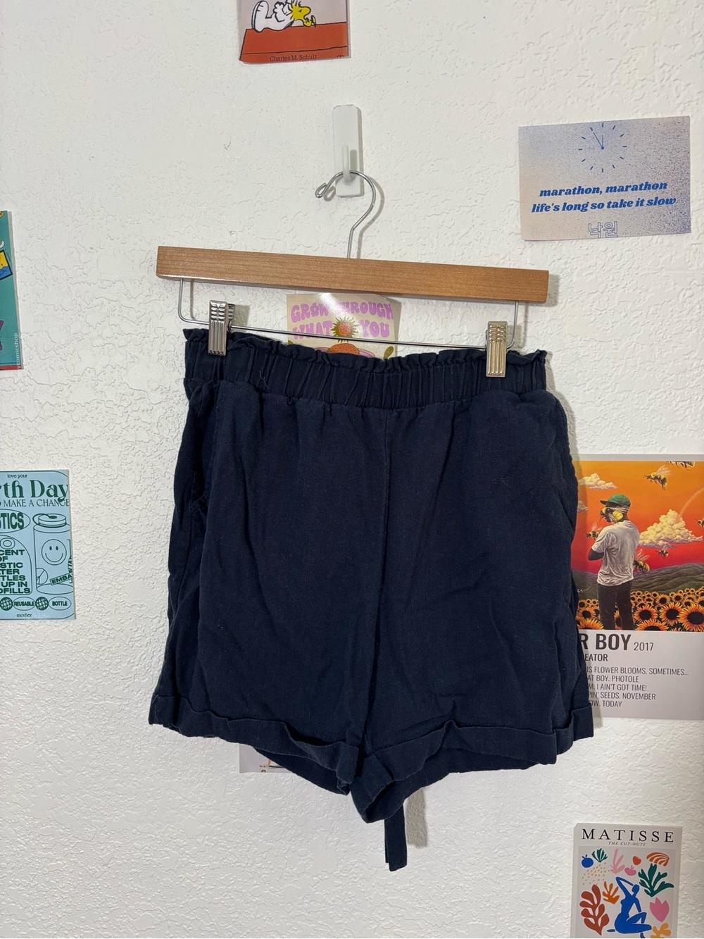 Casual Elastic-Waist Navy Women’s Shorts